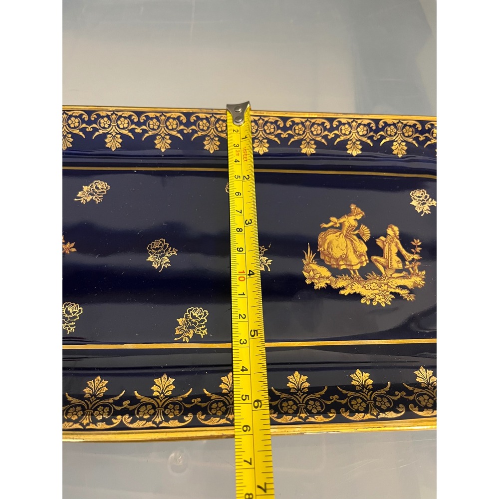 Limoges France Cobalt Blue Gold Gilded Fragonard Courting Scene Sandwich Tray - Picture 6 of 8